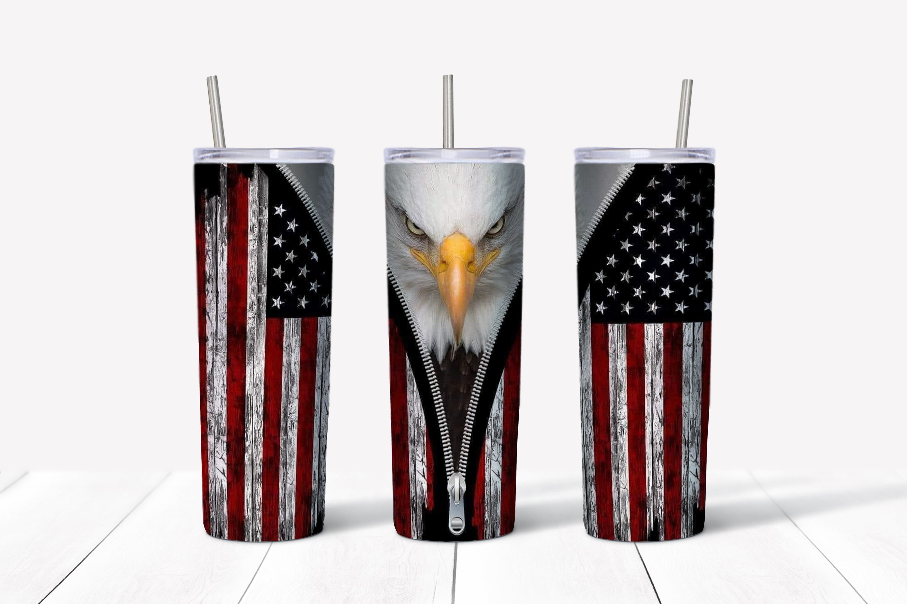 American flag zipper with eagle
