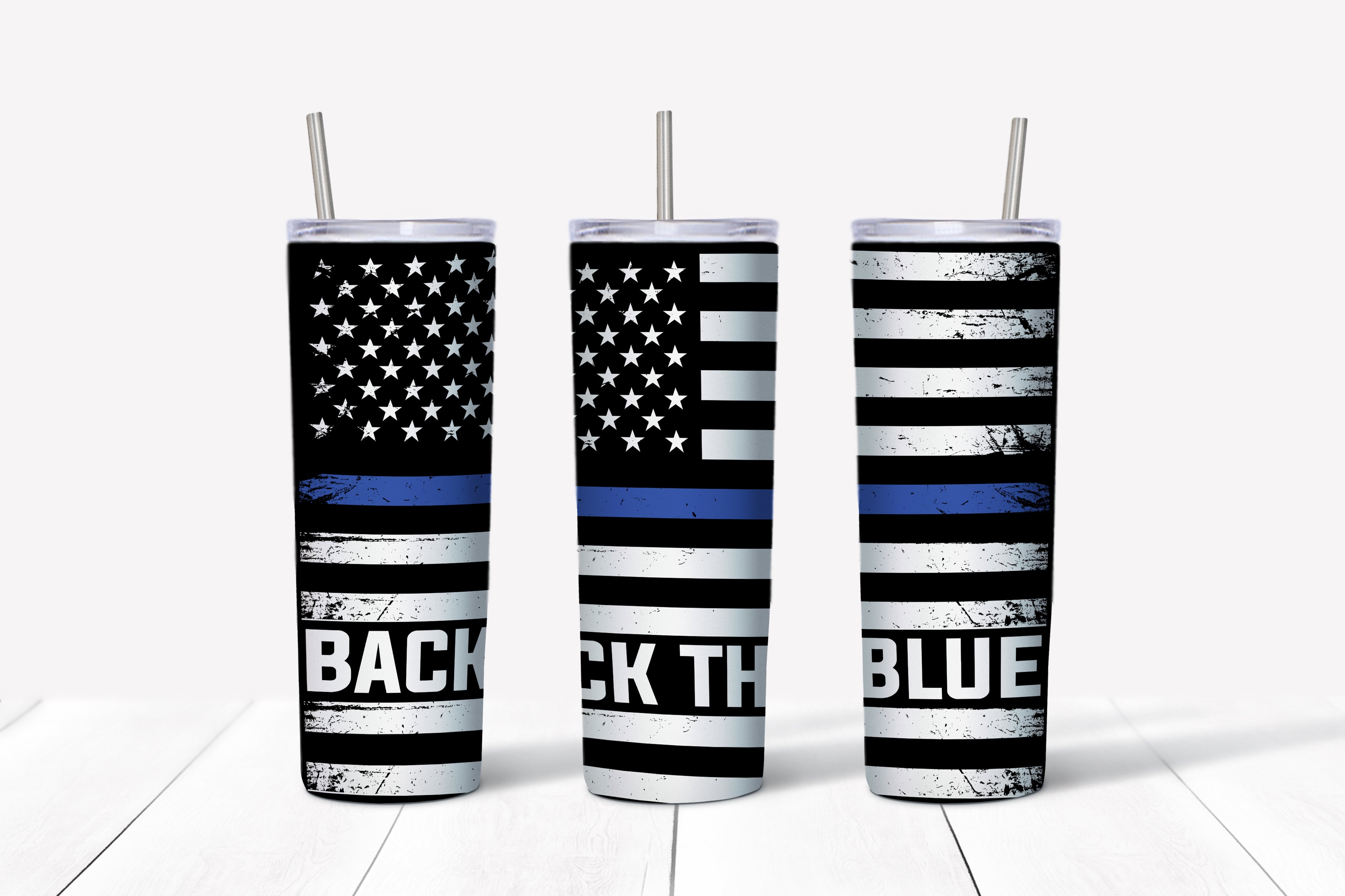 Back the blue sublimation tumbler